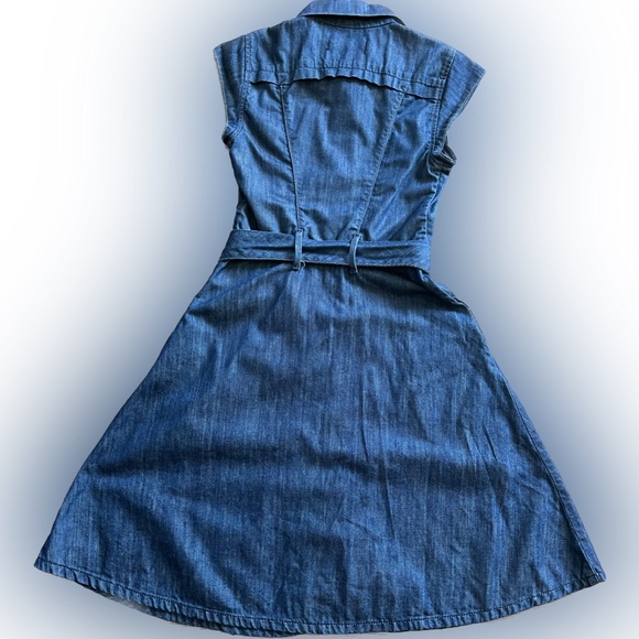 Deener Denim Cowgirl Belted Button Up Jean Dress Women’s Size 2 Fit-and-flare - Picture 3 of 6
